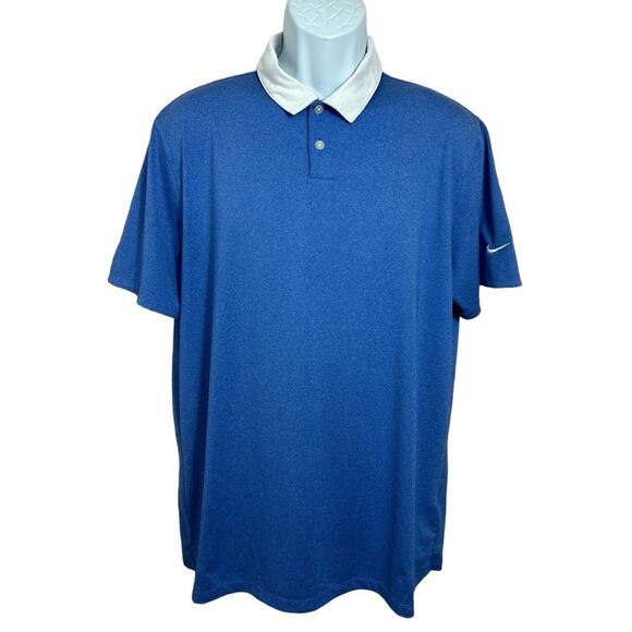 Men's Nike Golf Standard Dri-Fit Polo Shirt Sz M Heathered Blue Short Sleeve - Picture 2 of 6